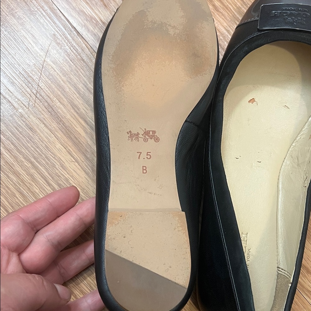 Coach Black and Silver Leather Flats - Picture 7 of 13